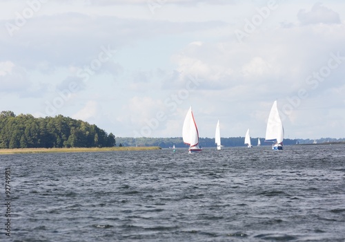 Sailboats on lake