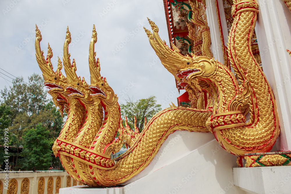 Fototapeta premium Great Serpent Thai northern style temple,