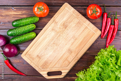 vegetables fresh on old boards photo