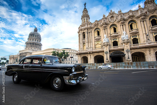 Classic american car and Capitolio landmark in Havana,Cuba © marcin jucha