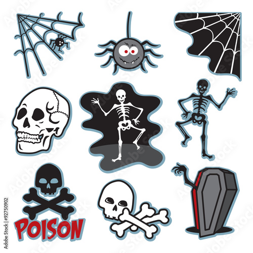 Skeleton illustration icon image set