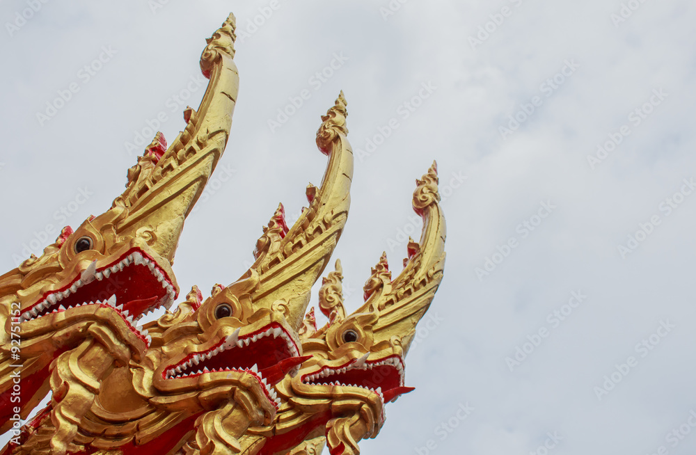 Fototapeta premium Great Serpent Thai northern style temple,