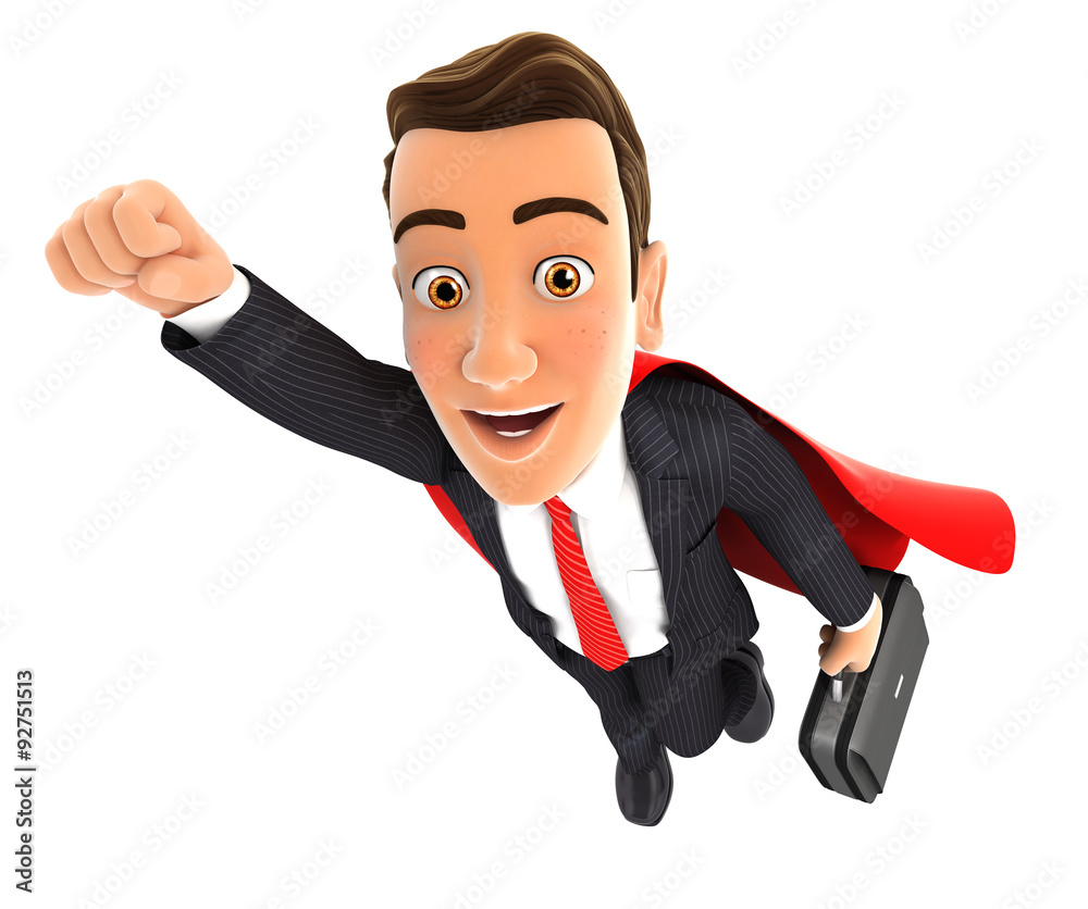 3d businessman superhero