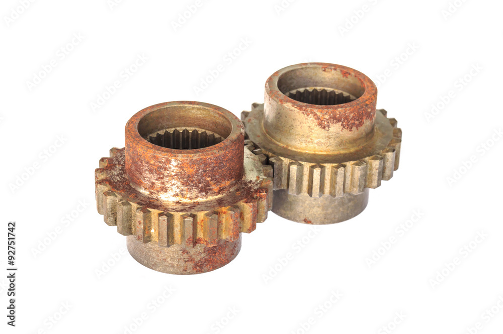 Old metal gears isolated on white back ground Old metal gears isolated on white back ground