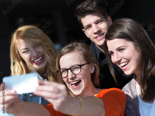 students group taking selfie