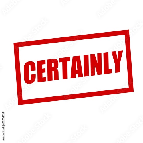 certainly red stamp text on white