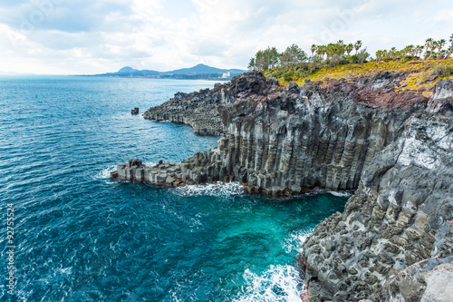 Jungmun Daepo Coast Jusangjeolli Cliff in Jeju island, South Kor photo