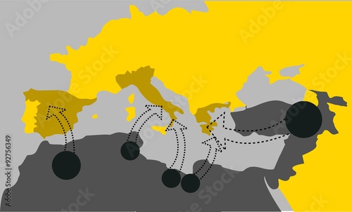 Illustrative map of immigration to the EU