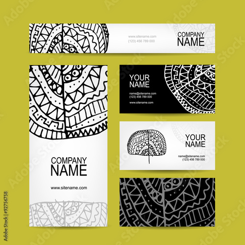 Business cards collection, ethnic ornament for your design