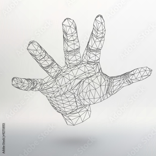 Mesh polygonal background hand of lines. The structural grid of