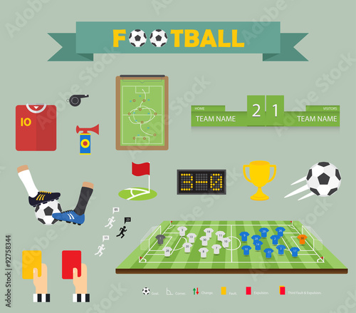 Vector - Flat icons set of soccer elements.