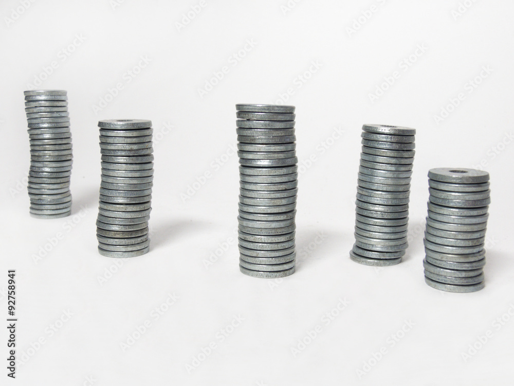 steel towers, built of flat washers steel towers, built of flat washers