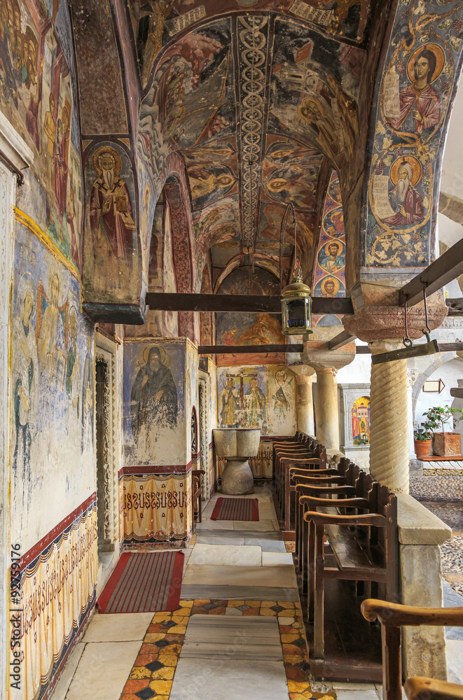 Holy Monastery of St. John the Theologian Patmos - The exonarthex of the Katholikon - obrazy, fototapety, plakaty 