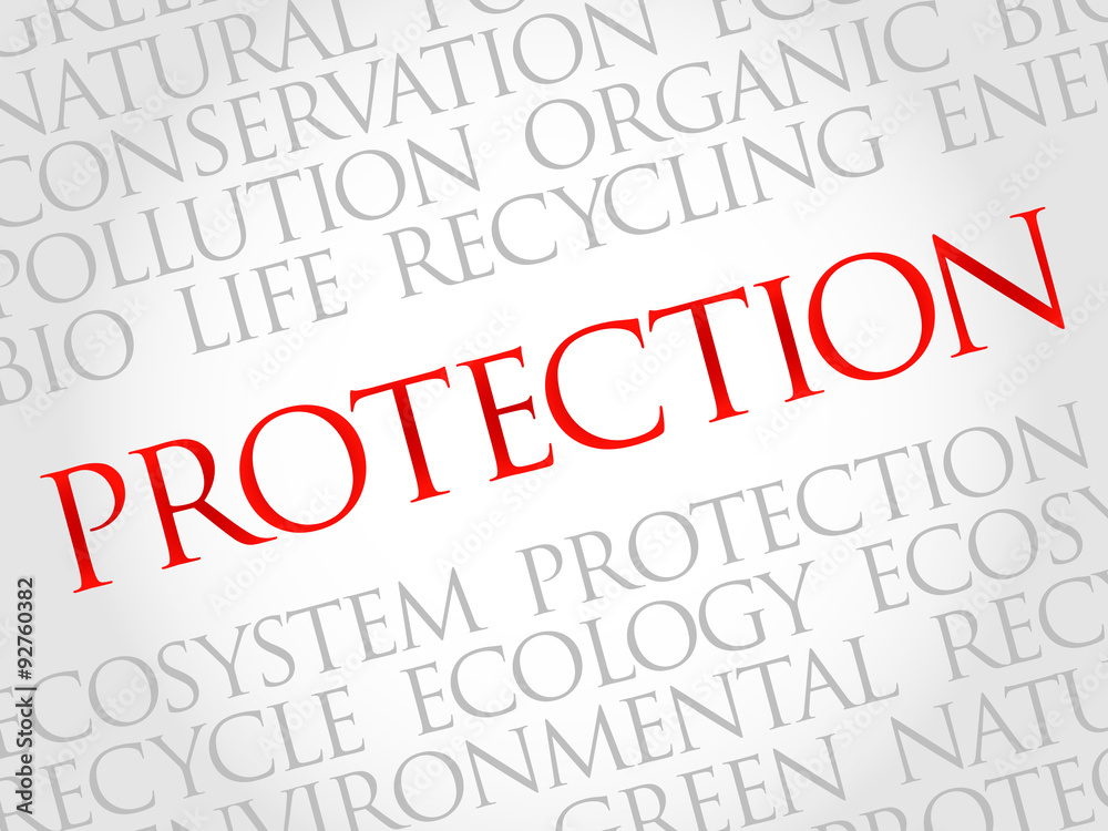 Protection word cloud, environmental concept Protection word cloud, environmental concept
