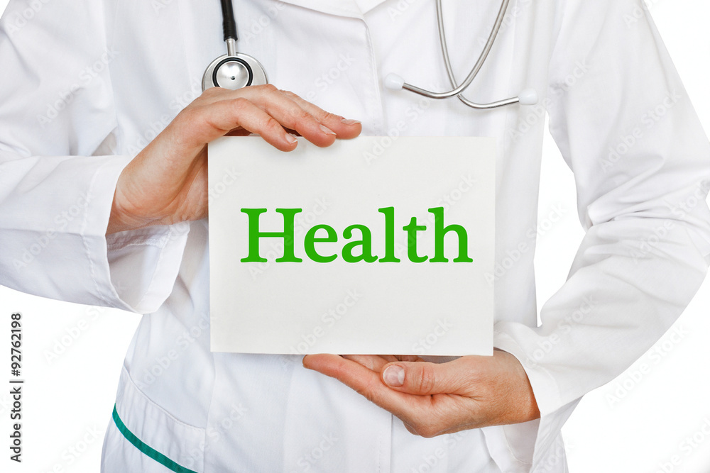 The female doctor, with the plate health, medical concept The female doctor, with the plate health, medical concept