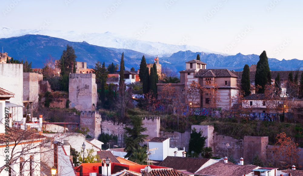 View of the Alhambra with Sierra Nevada