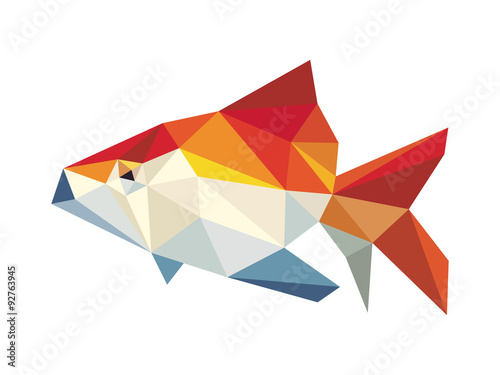 Golden fish low polygon vector