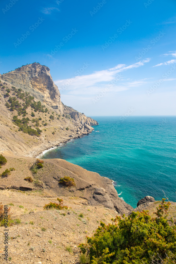 Crimea mountains and Black sea landscape