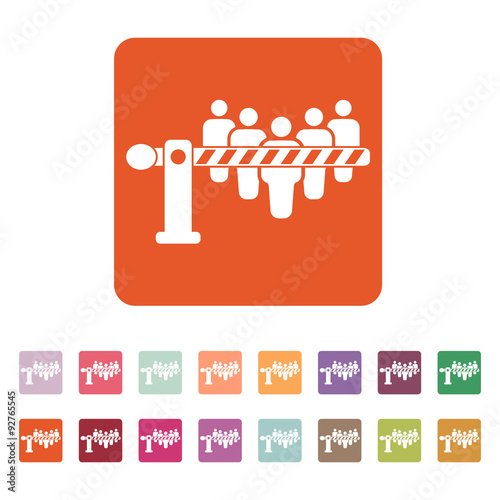 The barrier icon. Roadblock and borderline, stop, checkpoint symbol. Flat