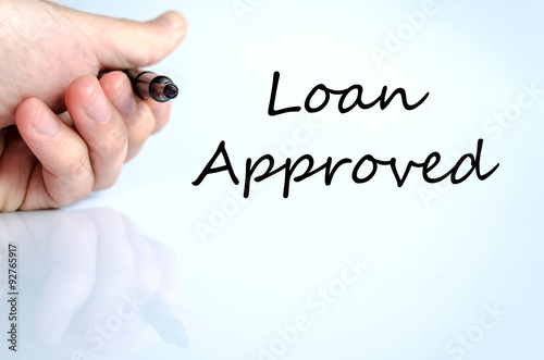 Loan approved text concept photo