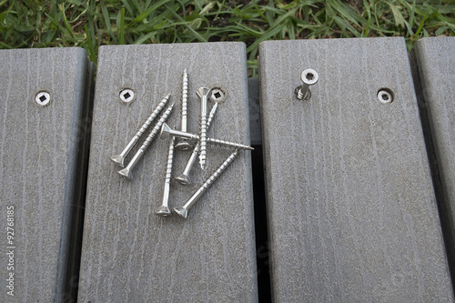 Close-up of composite decking