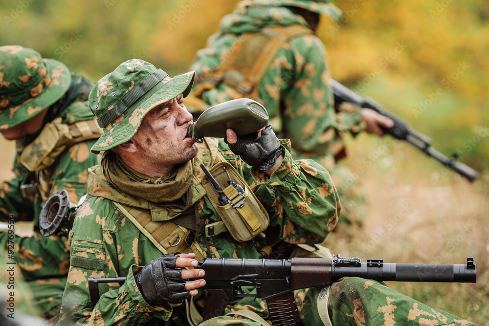 Russian special forces operator in the battlefield with a rifle Russian special forces operator in the battlefield with a rifle