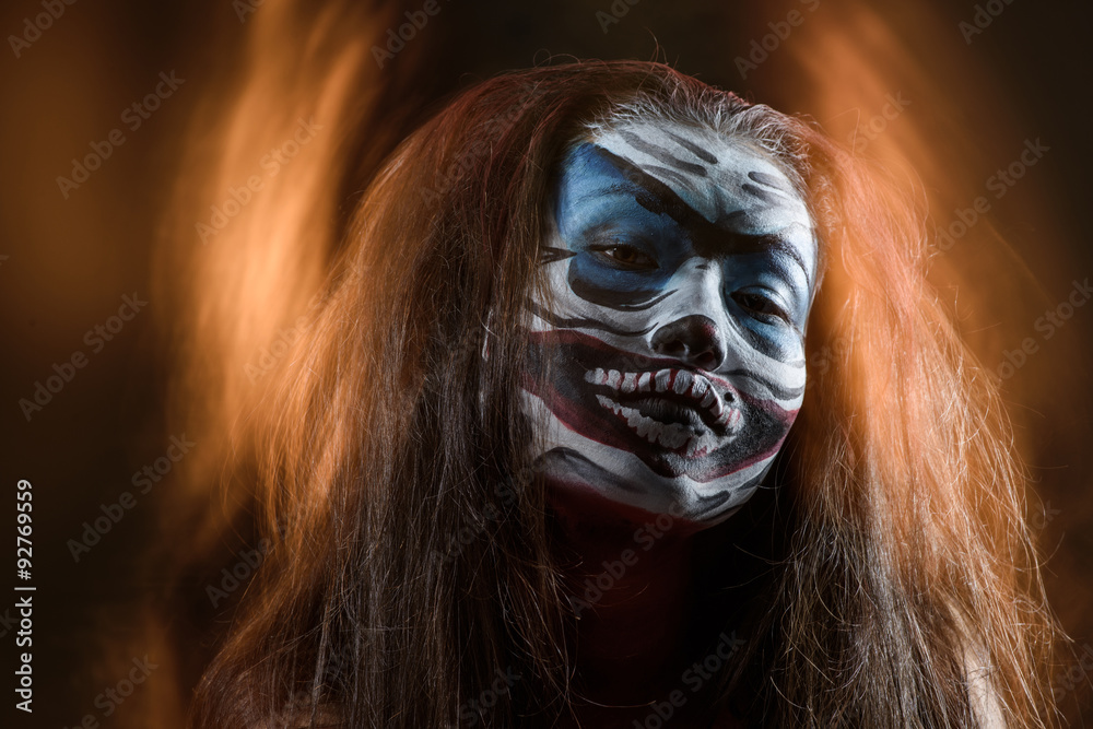 Fantasy hallowen make up. Close up shot of Fairy face art Fantasy hallowen make up. Close up shot of Fairy face art