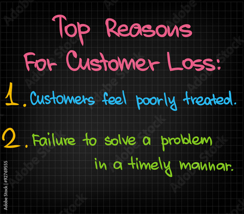 Top reasons to customer loss