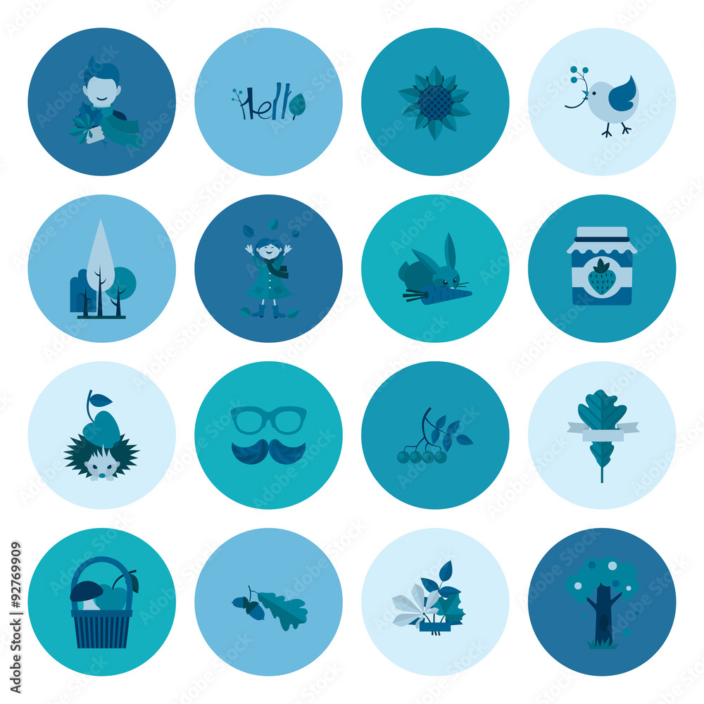 Set of Flat Autumn Icons