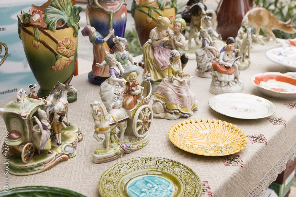 Vintage Ceramic Figurines of People, Outdoors