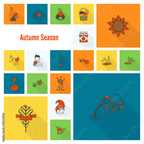 Set of Flat Autumn Icons