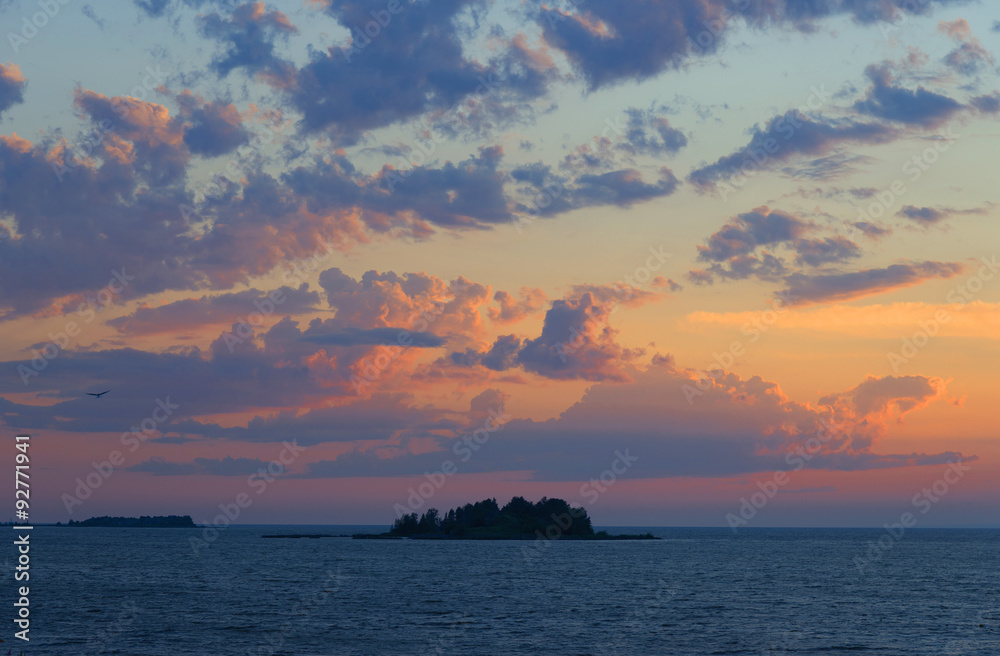 beautiful sea landscape after sunset 