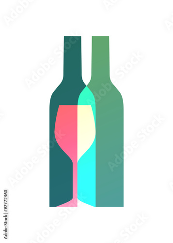 Wine bottles and glass symbol logo design.