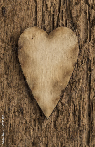template with wooden heart