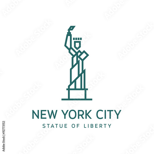 Statue of Liberty outline vector logo into flat style