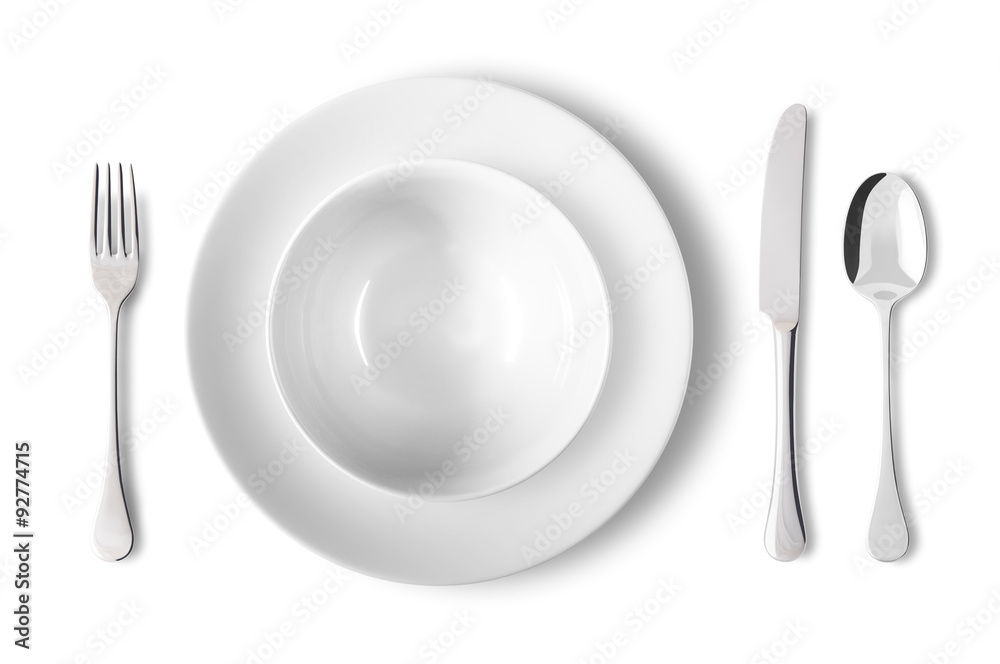 Empty plates with fork, knife and spoon - Piatti vuoti con forchetta, coltello e cucchiaio Empty plates with fork, knife and spoon - Piatti vuoti con forchetta, coltello e cucchiaio
