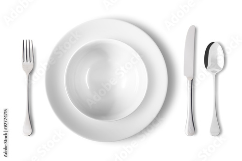 Empty plates with fork, knife and spoon - Piatti vuoti con forchetta, coltello e cucchiaio