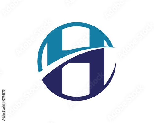 H Letter Blue Swoosh Circle Logo