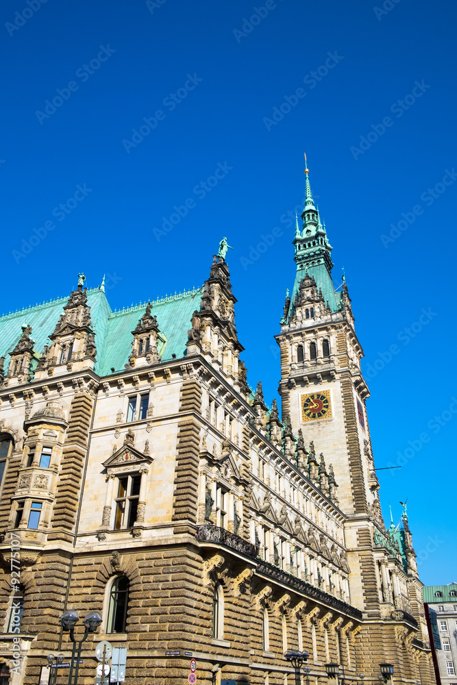 The imposing townhall in Hamburg in Germany