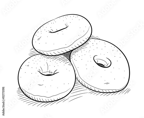 Donuts Doodle, a hand drawn vector doodle illustration of donuts.
