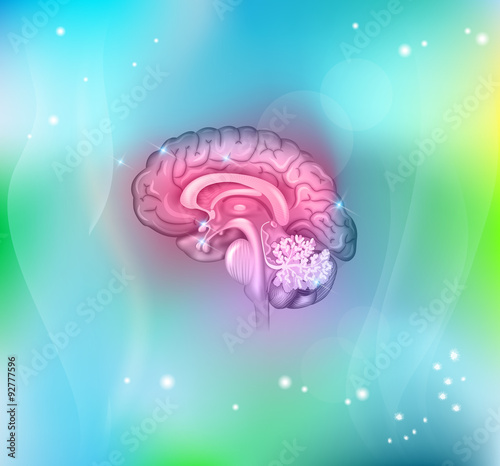 Human brain abstract light blue background
