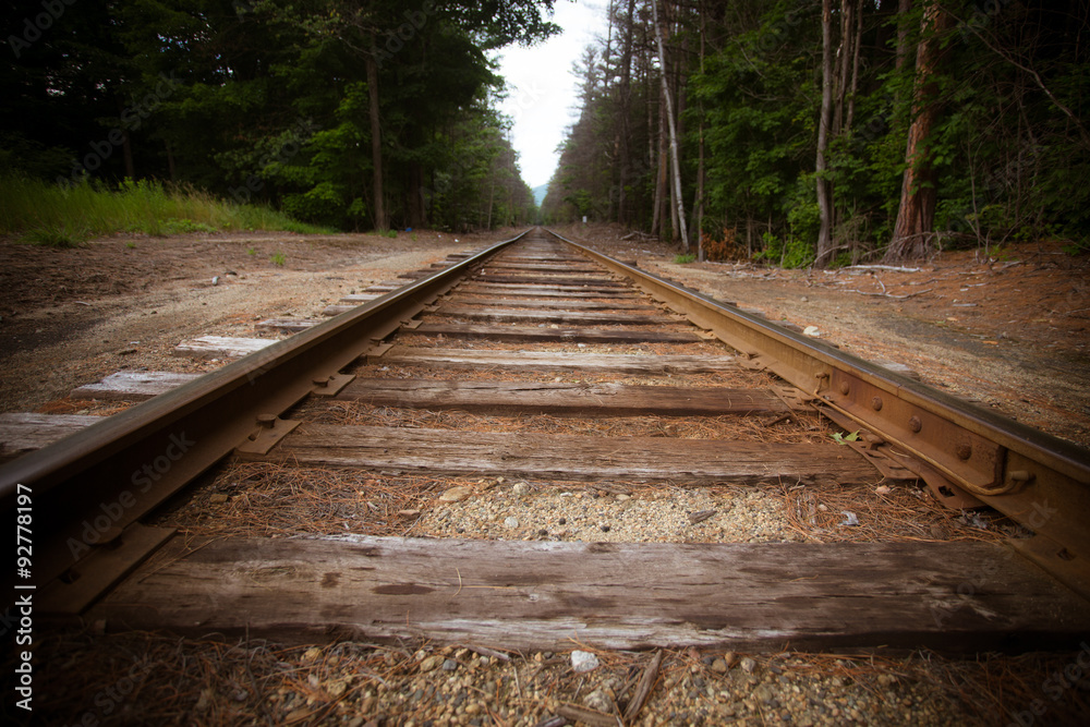 Obraz premium Old railroad tracks with vintage texture effect