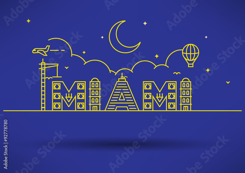 Miami City Typography Design with Building Letters