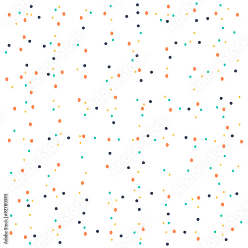 Seamless pattern with multicolored small circles on white abstra