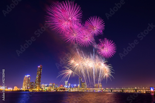 Photography Seoul International Fireworks Festival in Korea.