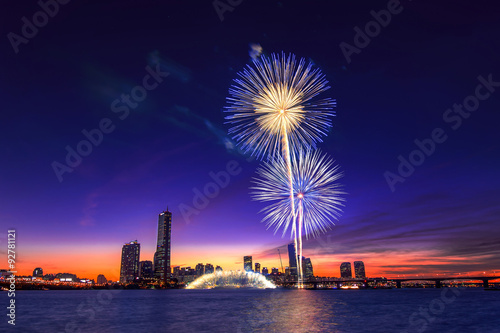 Seoul International Fireworks Festival in Korea. photo