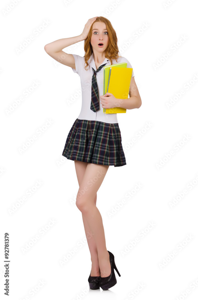 Young shocked student female isolated on white Young shocked student female isolated on white