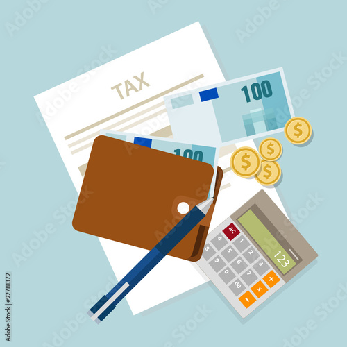 pay tax taxes money icon income taxation currency calculating photo