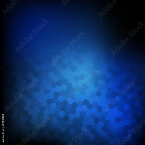 Vector : Abstract Hexagon on blue background