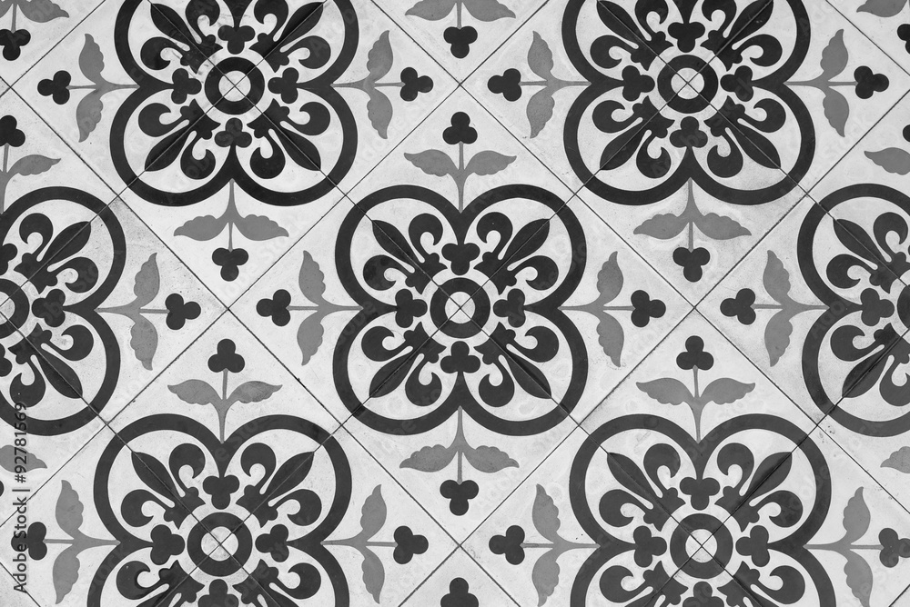 Black and White Vintage Floor Tile Stock Photo | Adobe Stock